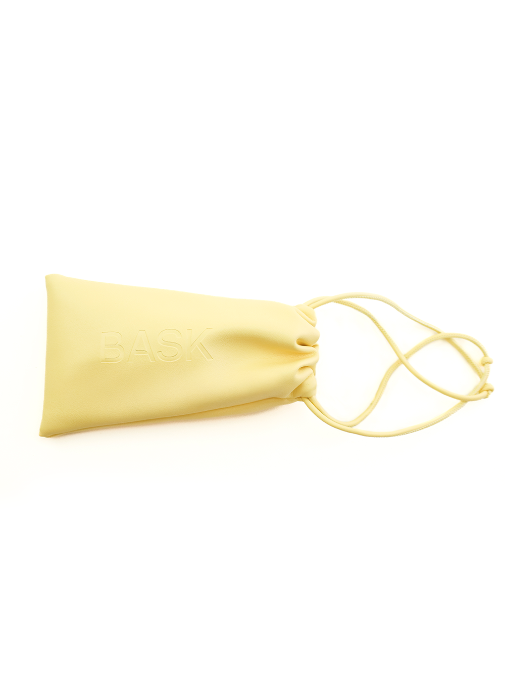 Yellow drawstring bag on a white background